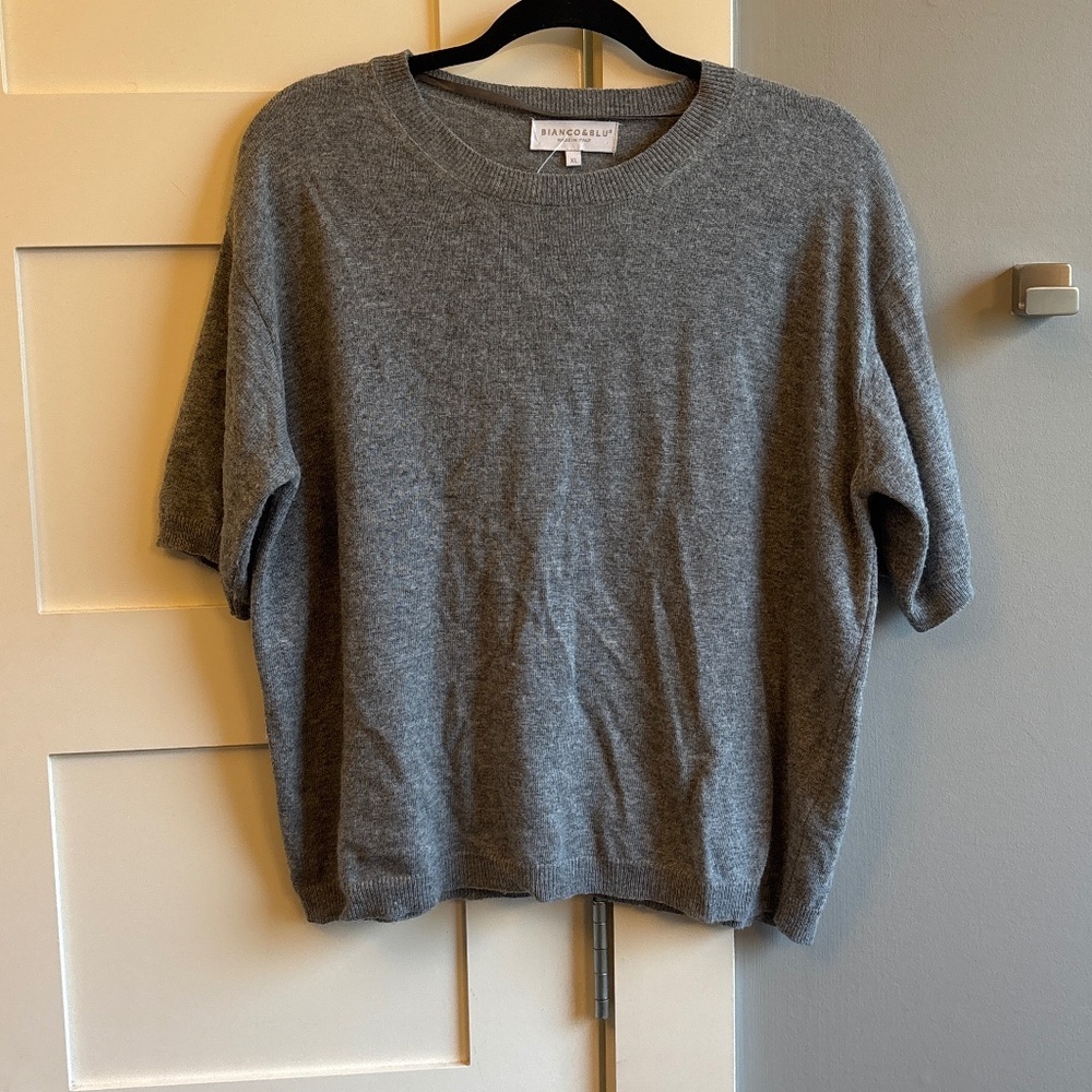 Bianco & Blu XL made in Italy gray short sleeve cashmere blend sweater